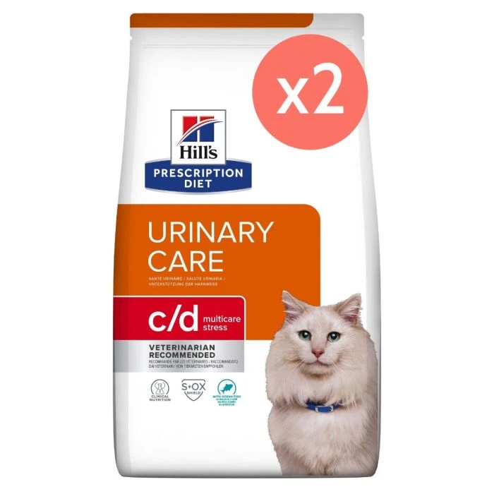 Lot De 2 Sacs Hill's Prescription Diet C/D Urinary Stress Multicare Croquettes Pour Chat Au Poisson - 3Kg 1 Lot De 2 Sacs Hill's Prescription Diet C/D Urinary Stress Multicare Croquettes Pour Chat Au Poisson - 3Kg