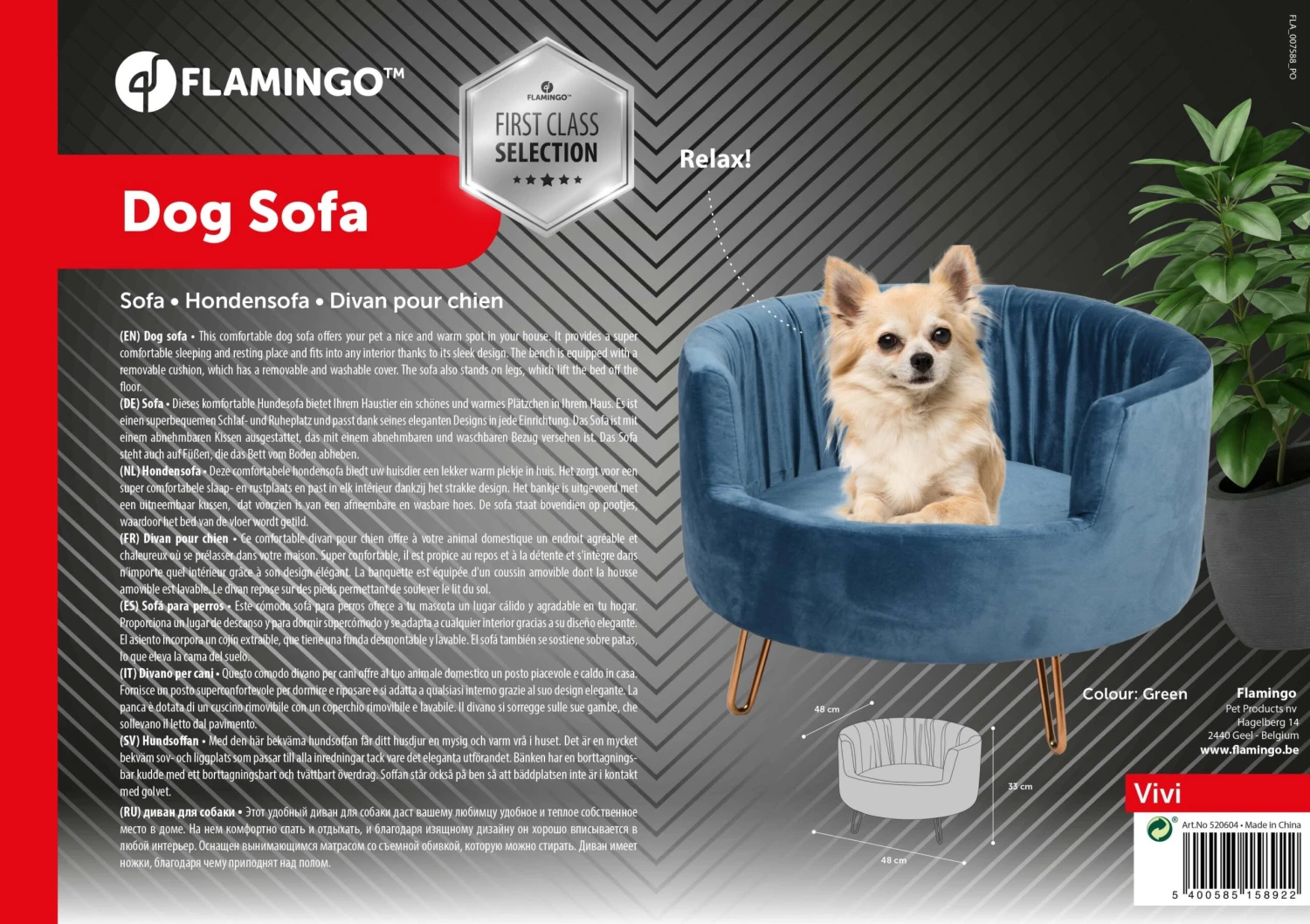 Flamingo Sofa Vivi Bleu Pétrole 48x48x33cm 2 Flamingo Sofa Vivi Bleu Pétrole 48x48x33cm – Image 2