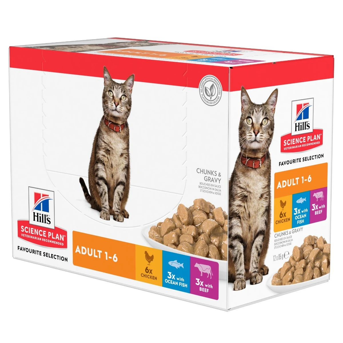 Hill's Science Plan Adult Multipack 12 Sachets De 85gr Repas Pour Chat Poulet, Bœuf Et Poisson 2 Hill's Science Plan Adult Multipack 12 Sachets De 85gr Repas Pour Chat Poulet, Bœuf Et Poisson – Image 2