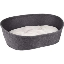 Flamingo Panier Xepp Feutre Oval Gris Foncé + Coussin Gris Clair 68x47x23cm