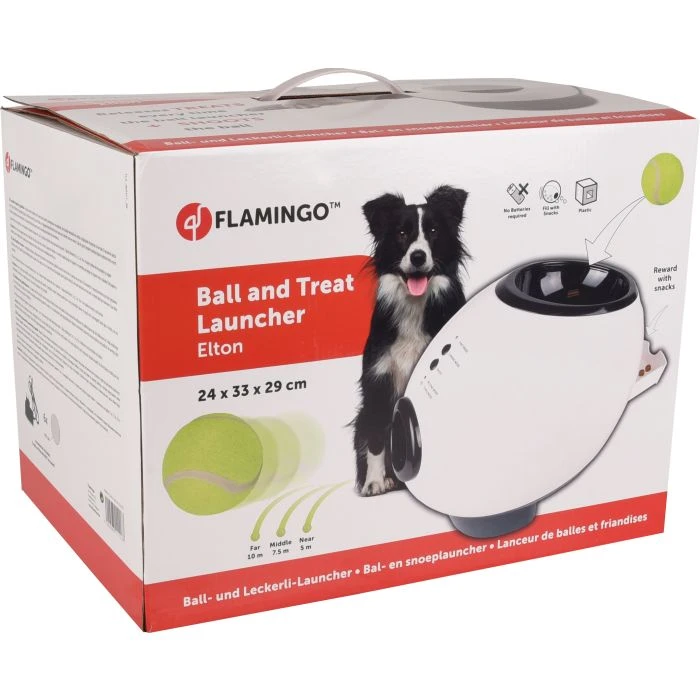 Flamingo Jouet Chien Elton Interactif Distributeur Automatique De Friandises+balles De Tennis 33x24x29cm 1 Flamingo Jouet Chien Elton Interactif Distributeur Automatique De Friandises+balles De Tennis 33x24x29cm