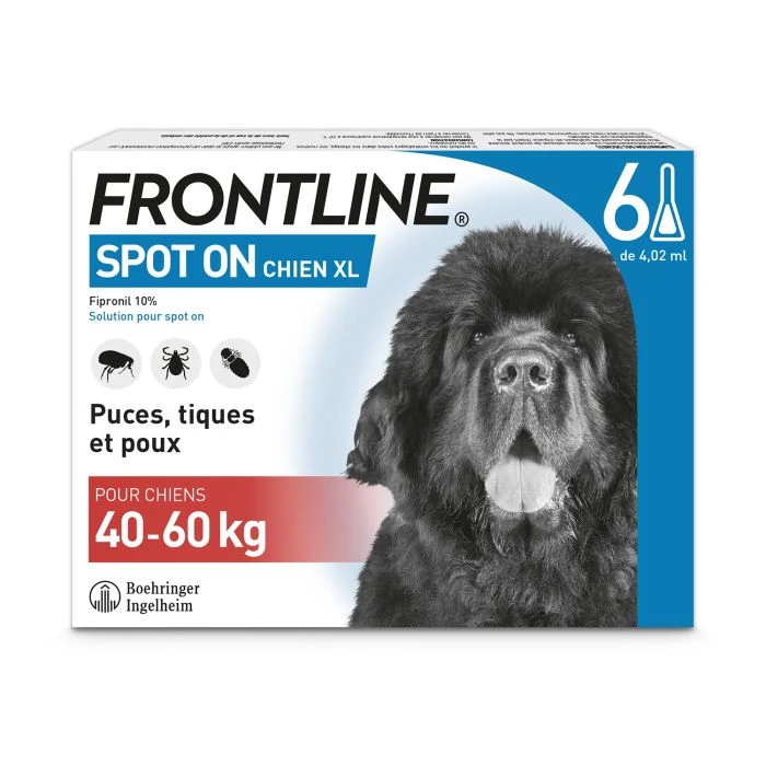 Frontline Spot-on Chien XL 40-60Kg 6 Pipettes 1 Frontline Spot-on Chien XL 40-60Kg 6 Pipettes