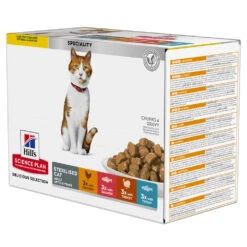 Hill's Science Plan Adult Sterilised Croquettes Et Boîtes Pour Chat Stérilisé -Pet Market Soldes Hills science plan cat adult sterilised meals bags mix pack chicken turkey salmon trout 1