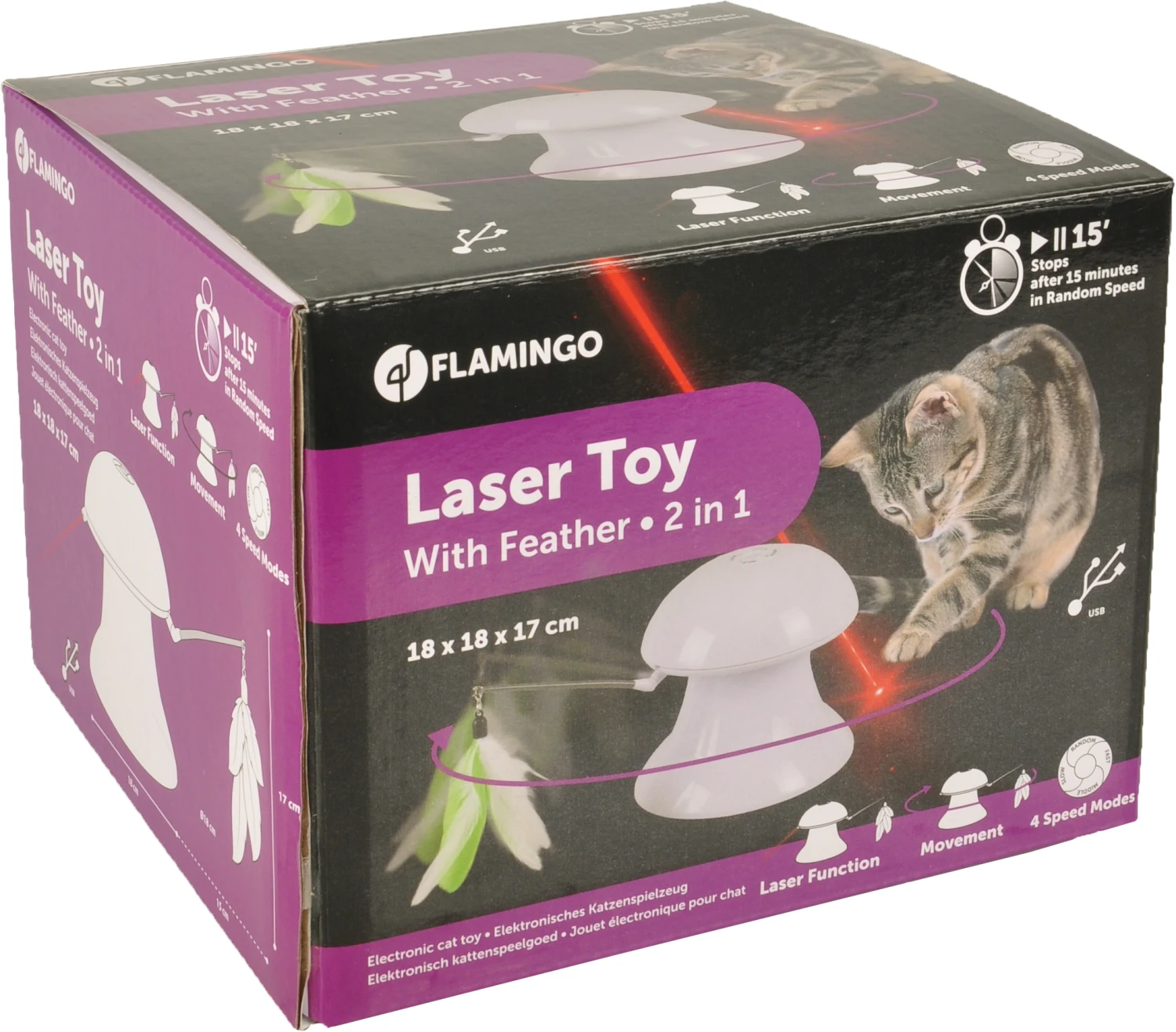 Flamingo Jouet Chat Laser Avec Plumes 2in1 2 Flamingo Jouet Chat Laser Avec Plumes 2in1 – Image 2