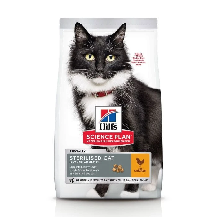 Hill's Science Plan Mature Adult 7+ Sterilised Cat Croquettes Pour Chat Sénior Stérilisé Au Poulet 1 Hill's Science Plan Mature Adult 7+ Sterilised Cat Croquettes Pour Chat Sénior Stérilisé Au Poulet