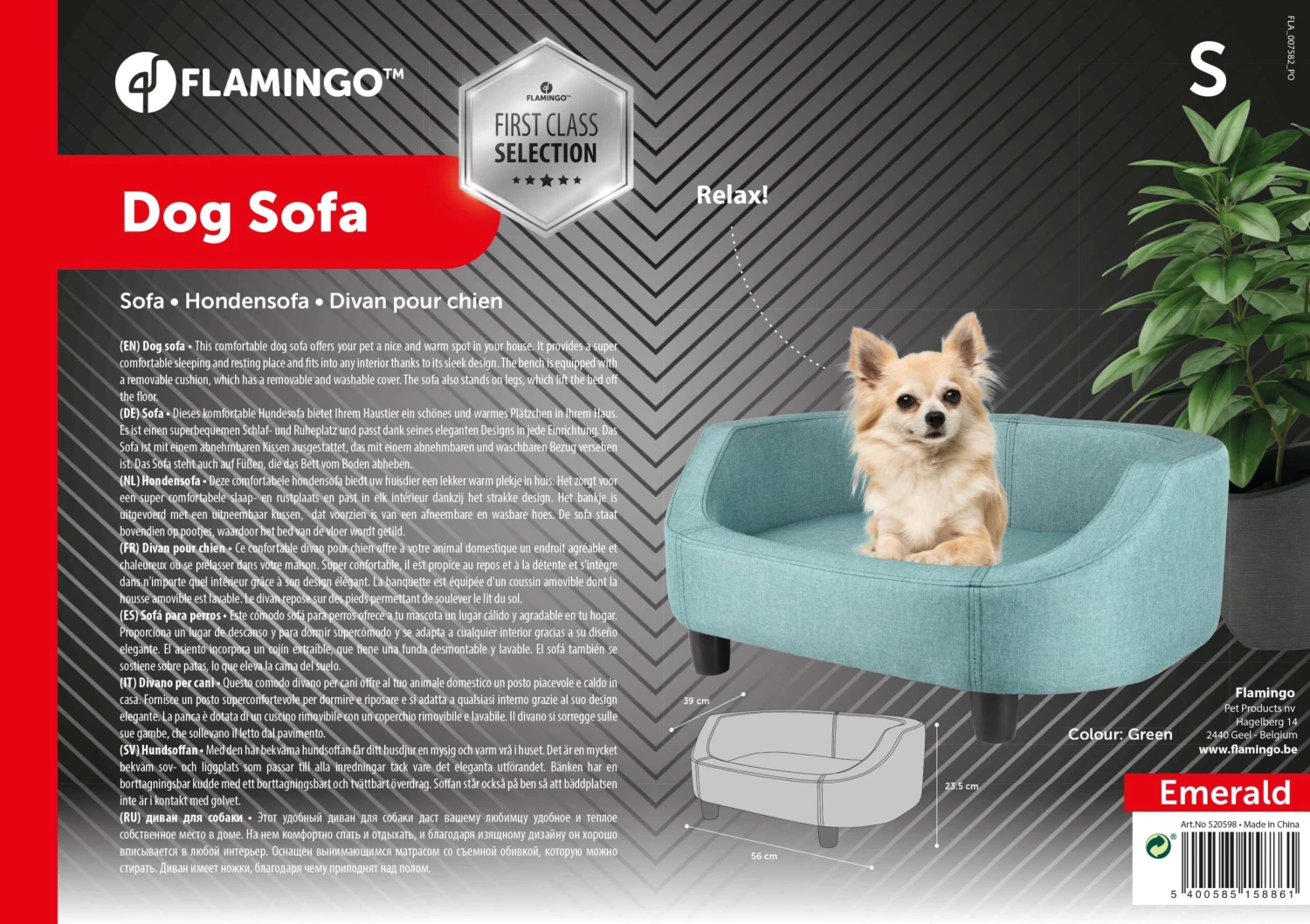 Flamingo Sofa Emerald Vert S 56x39x23,5cm 2 Flamingo Sofa Emerald Vert S 56x39x23,5cm – Image 2